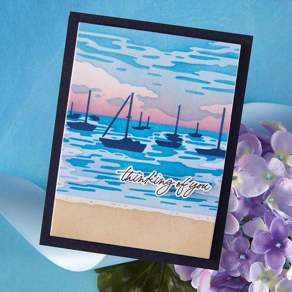 Hero Arts - Seaside Blooms Collection - Stencils - Color Layering Harbor-ScrapbookPal