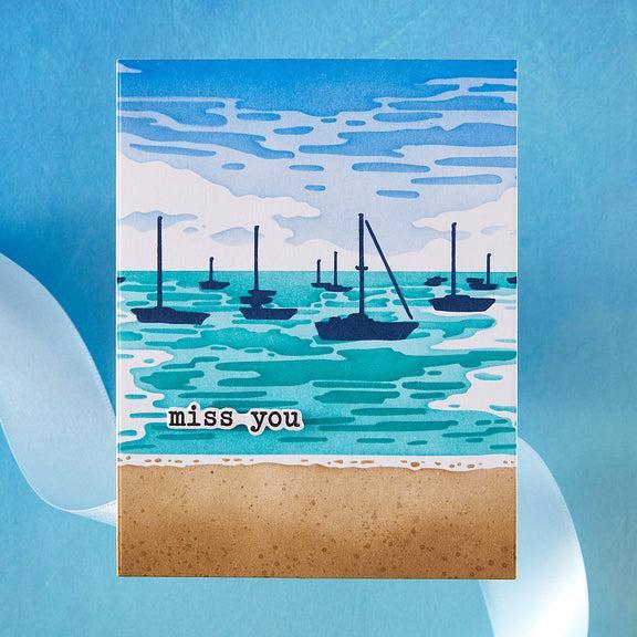 Hero Arts - Seaside Blooms Collection - Stencils - Color Layering Harbor-ScrapbookPal