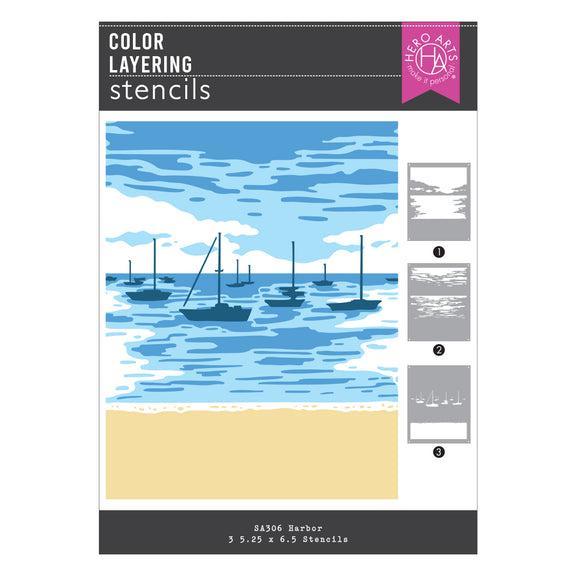 Hero Arts - Seaside Blooms Collection - Stencils - Color Layering Harbor-ScrapbookPal
