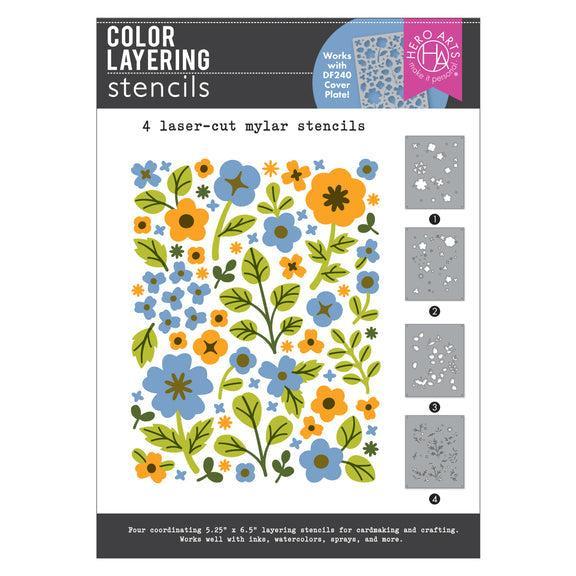 Hero Arts - Spring Meadow Collection - Stencils - Color Layering Meadow Blooms-ScrapbookPal