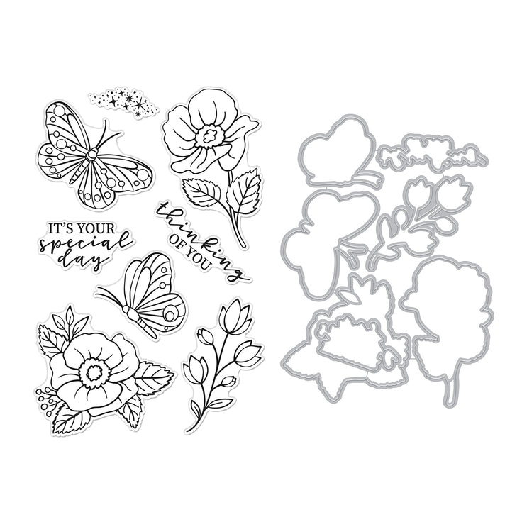 Hero Arts - Spring Whimsy Collection - Clear Stamps &amp; Dies - Special Day Butterfly-ScrapbookPal
