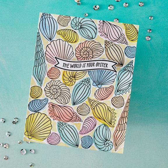 Hero Arts - Summer By The Shore Collection - Letterpress + Foil Plate - Scattered Shells-ScrapbookPal