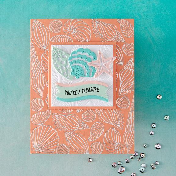 Hero Arts - Summer By The Shore Collection - Letterpress + Foil Plate - Scattered Shells-ScrapbookPal