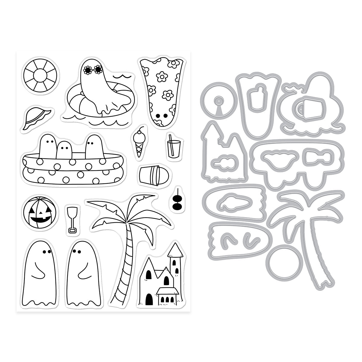 Hero Arts - Summerween Collection - Stamp &amp; Cut - Beach Boos-ScrapbookPal
