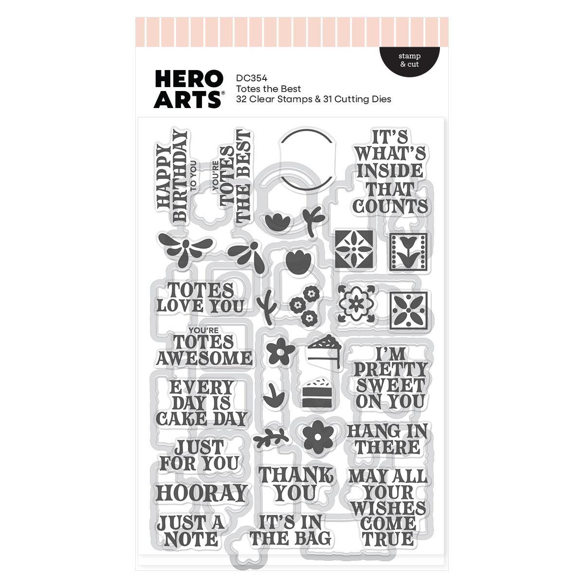 Hero Arts - Tote-ally Awesome Collection - Stamp &amp; Cut - Totes the Best-ScrapbookPal