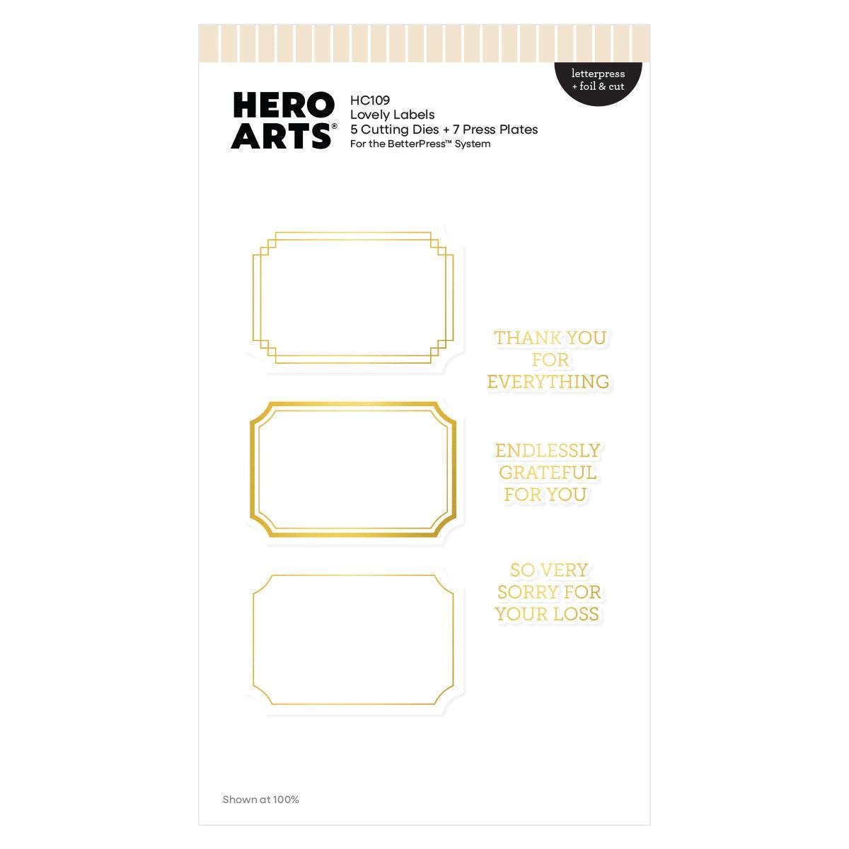 Hero Arts - Tranquil Garden Collection - Letterpress + Foil & Cut - Lovely Labels-ScrapbookPal
