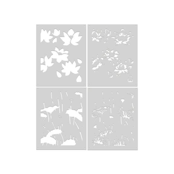 Hero Arts - Tranquil Garden Collection - Stencils - Lotus Field-ScrapbookPal