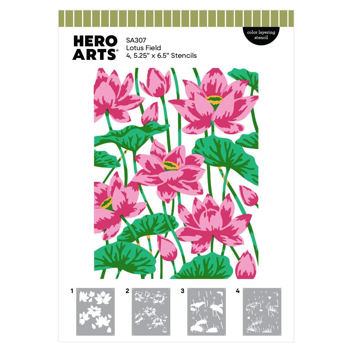 Hero Arts - Tranquil Garden Collection - Stencils - Lotus Field-ScrapbookPal
