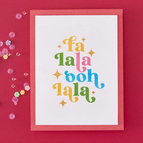 Hero Arts - Very Merry Collection - Letterpress + Foil Plate - Fa La La-ScrapbookPal