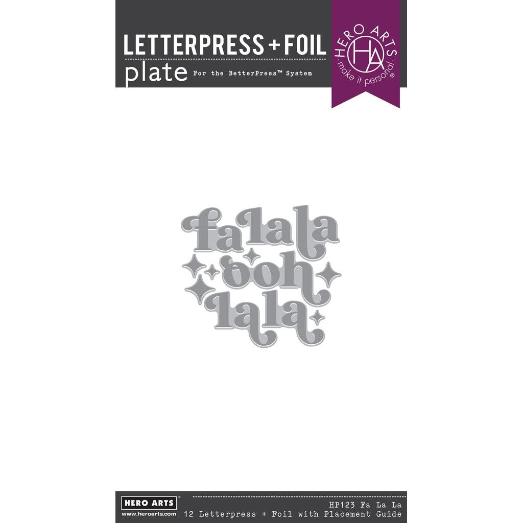 Hero Arts - Very Merry Collection - Letterpress + Foil Plate - Fa La La-ScrapbookPal