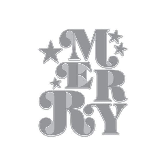 Hero Arts - Very Merry Collection - Letterpress + Foil Plate - Merry-ScrapbookPal
