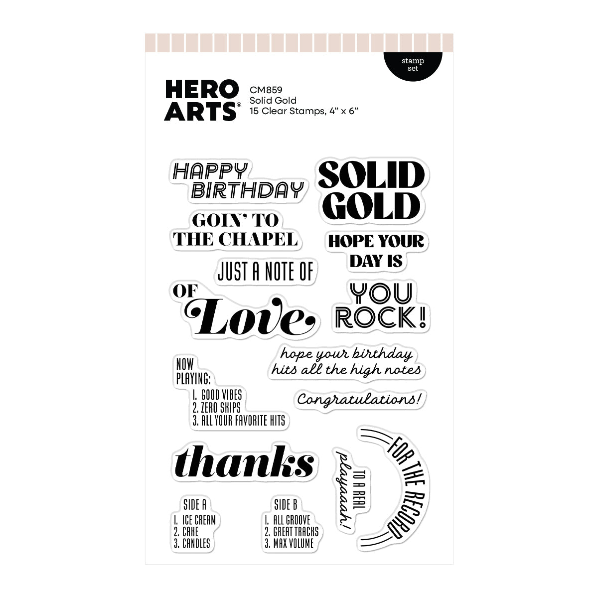 Hero Arts - Vintage Vinyl Collection - Clear Stamps - Solid Gold-ScrapbookPal