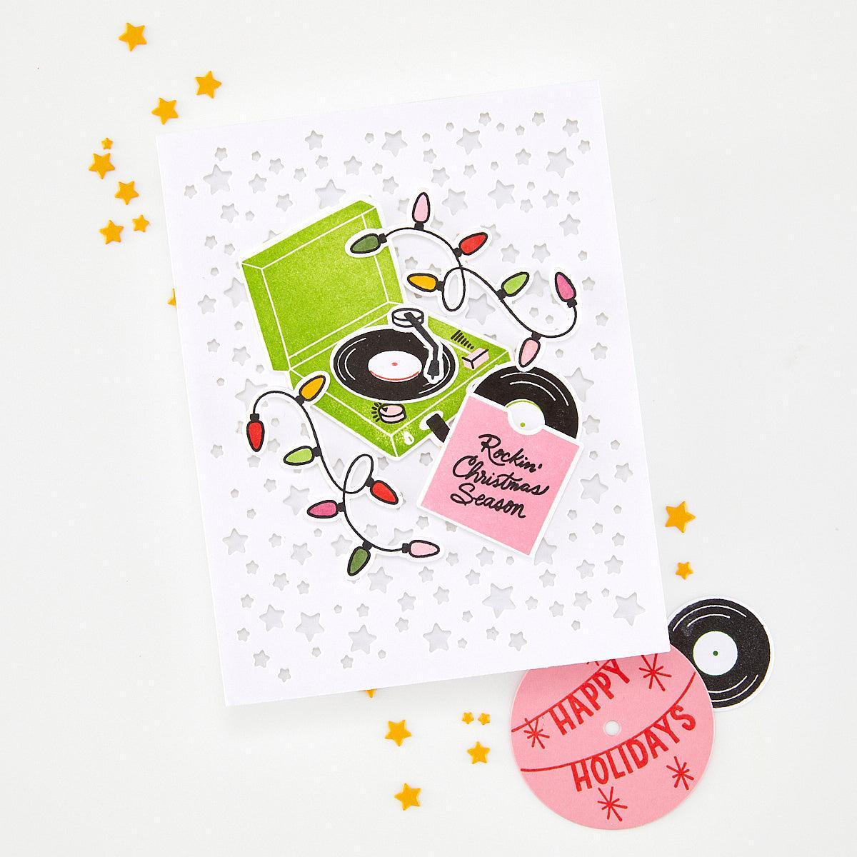 Hero Arts - Vintage Vinyl Collection - Stamp &amp; Cut - Feeling Festive-ScrapbookPal