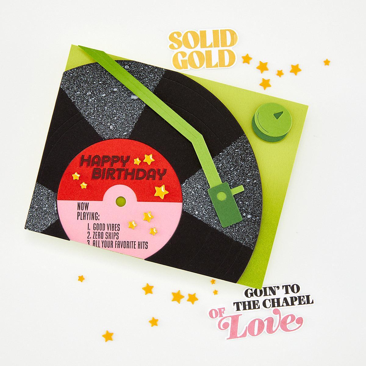 Hero Arts - Vintage Vinyl Collection - Stamp &amp; Cut - Solid Gold-ScrapbookPal
