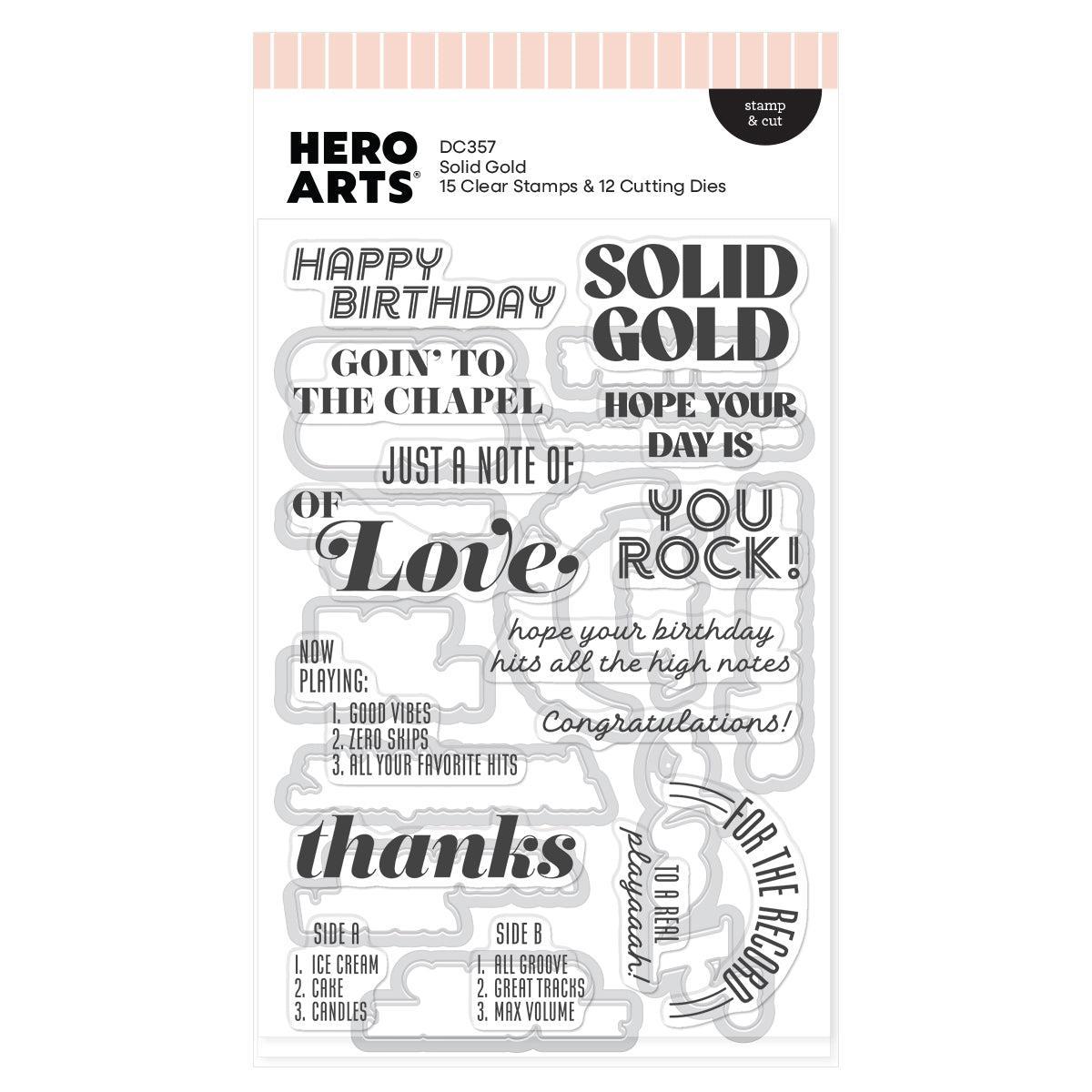 Hero Arts - Vintage Vinyl Collection - Stamp &amp; Cut - Solid Gold-ScrapbookPal