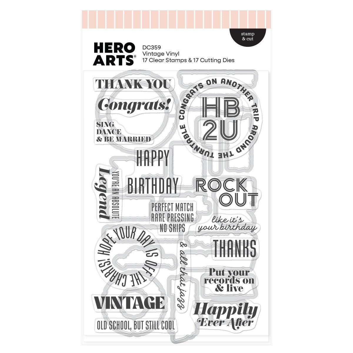 Hero Arts - Vintage Vinyl Collection - Stamp &amp; Cut - Vintage Vinyl-ScrapbookPal