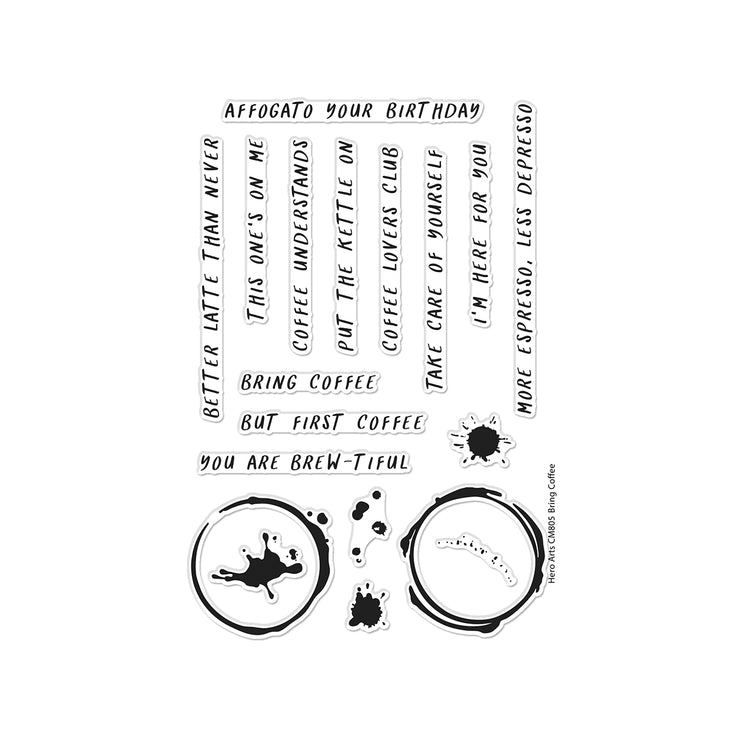 Hero Arts - What&#39;s Brewing? Collection - Clear Stamps - Bring Coffee-ScrapbookPal