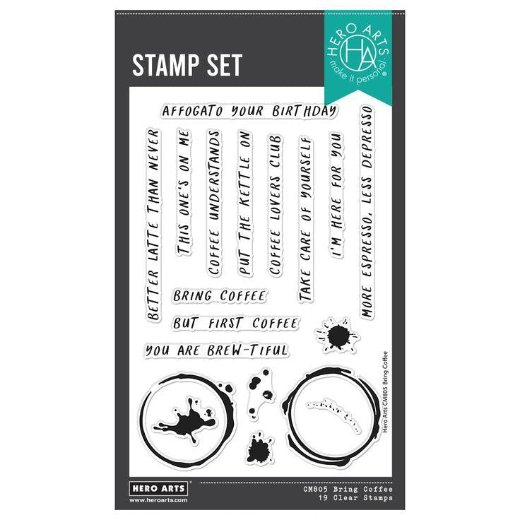 Hero Arts - What&#39;s Brewing? Collection - Clear Stamps - Bring Coffee-ScrapbookPal