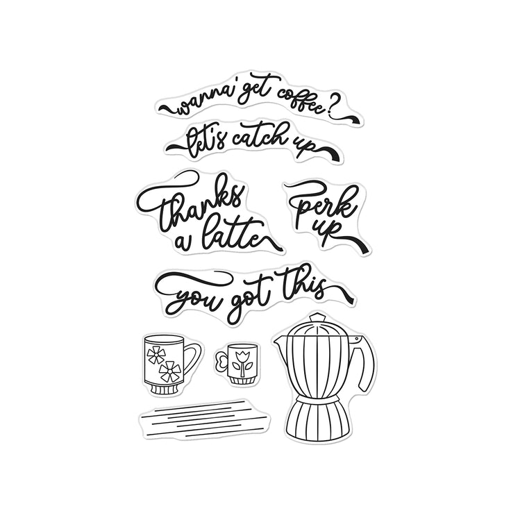 Hero Arts - What's Brewing? Collection - Clear Stamps - Perk Up-ScrapbookPal
