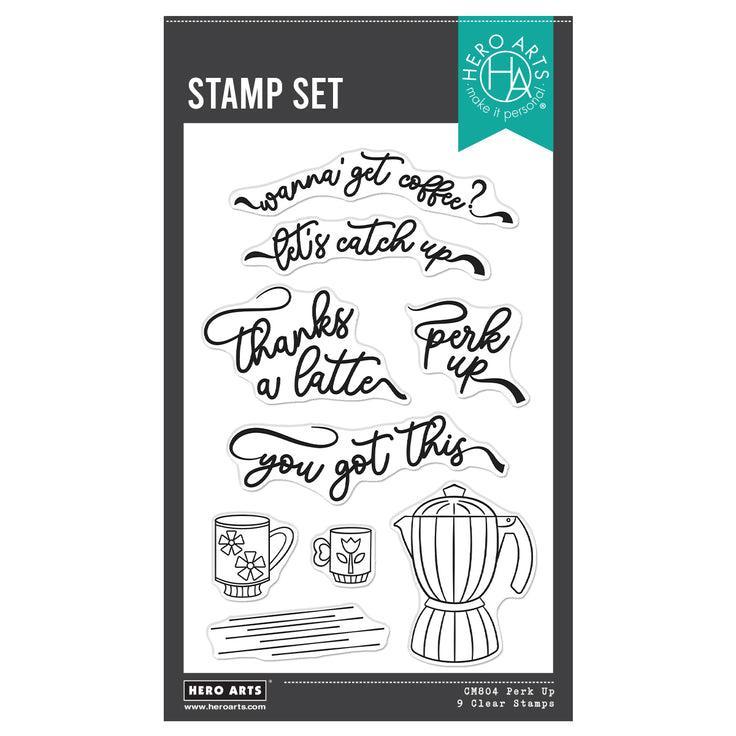 Hero Arts - What's Brewing? Collection - Clear Stamps - Perk Up-ScrapbookPal