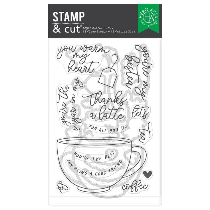Hero Arts - What's Brewing? Collection - Stamp & Cut XL - Coffee or Tea-ScrapbookPal