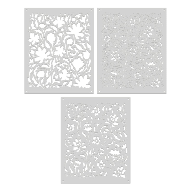Hero Arts - What&#39;s Brewing? Collection - Stencils - Color Layering Delft Floral-ScrapbookPal