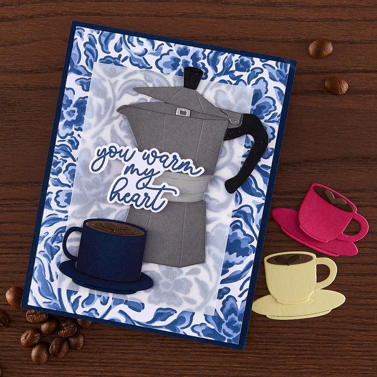 Hero Arts - What&#39;s Brewing? Collection - Stencils - Color Layering Delft Floral-ScrapbookPal