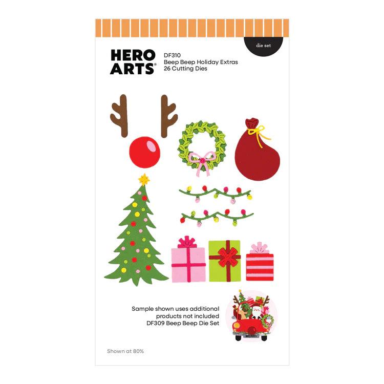 Hero Arts - Whimsical Wheels Collection - Dies - Beep Beep Holiday Extras-ScrapbookPal