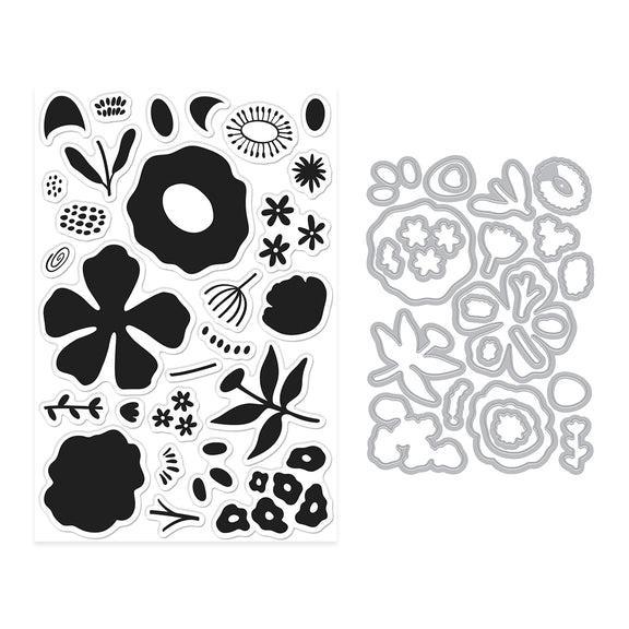 Hero Arts - You've Got a Friend Collection - Stamp &amp; Cut - Abstract Floral-ScrapbookPal