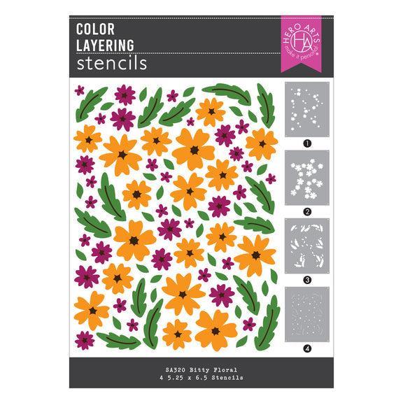 Hero Arts - You've Got a Friend Collection - Stencils - Bitty Floral-ScrapbookPal