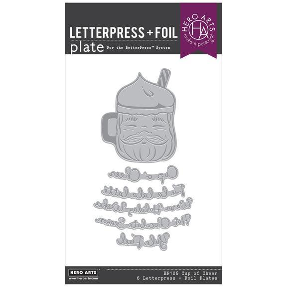 Hero Arts - Yule Fuel Collection - Letterpress + Foil Plate - Cup of Cheer-ScrapbookPal
