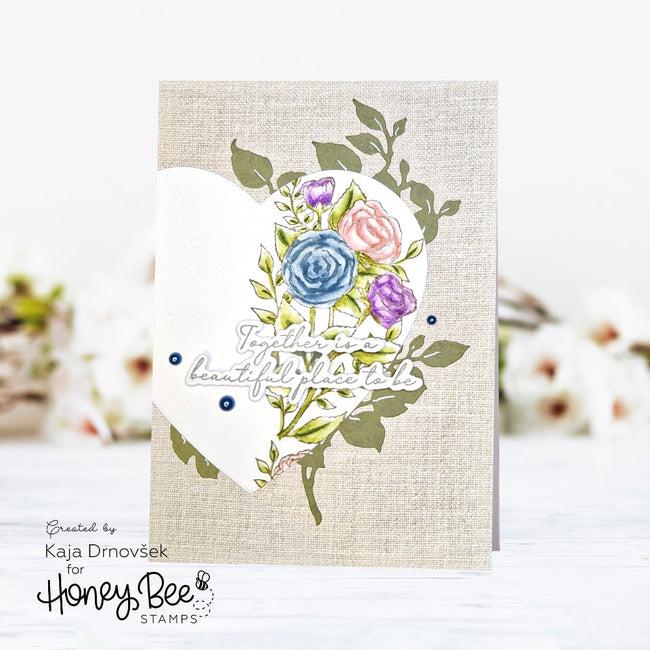 Honey Bee Stamps - 3D Embossing Folder & Die - Floral Heart-ScrapbookPal