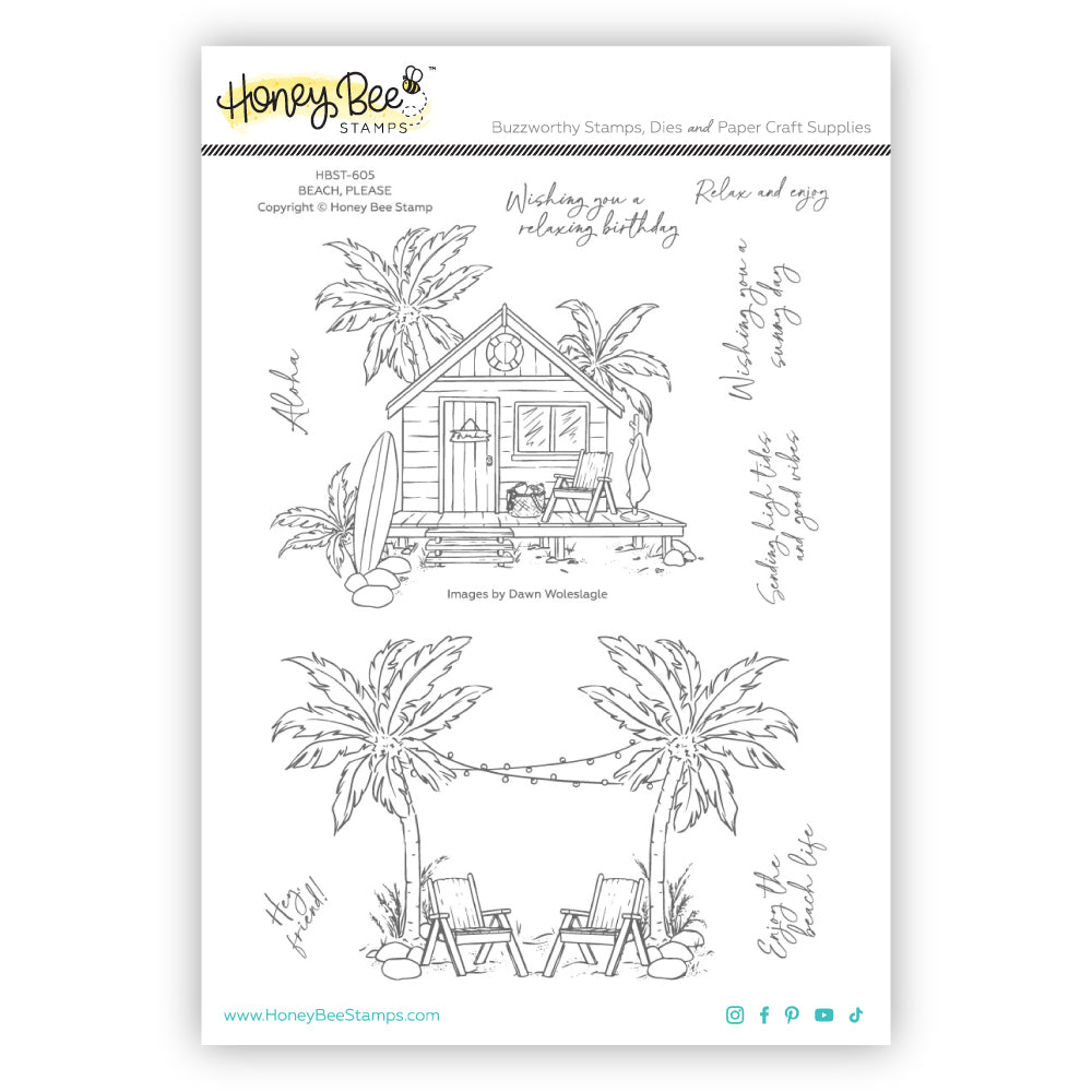 Honey Bee Stamps - Clear Stamps - Beach Please-ScrapbookPal