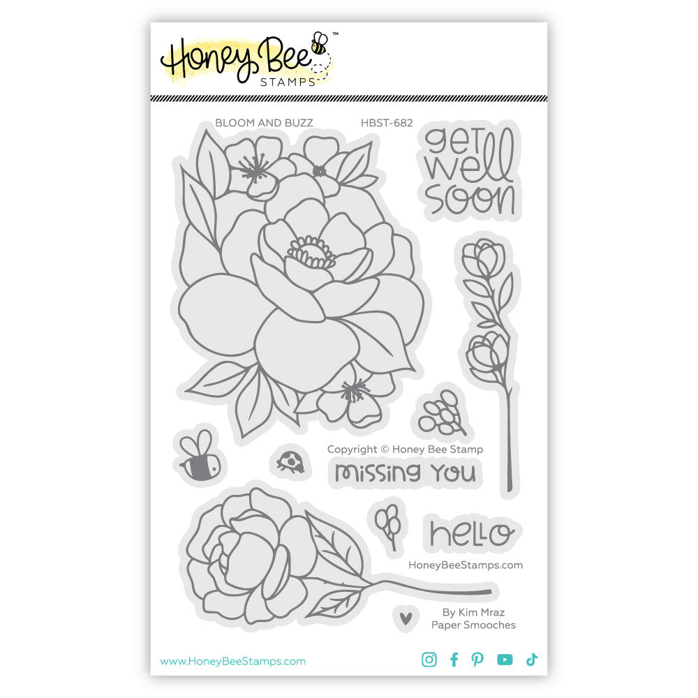 Honey Bee Stamps - Clear Stamps - Bloom And Buzz-ScrapbookPal