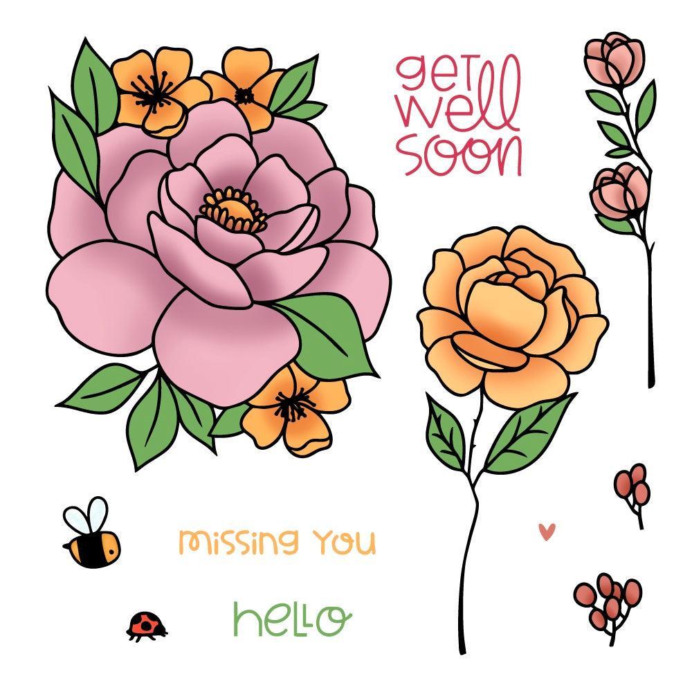 Honey Bee Stamps - Clear Stamps - Bloom And Buzz-ScrapbookPal