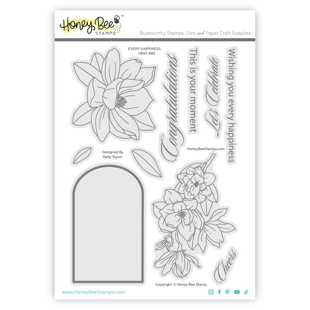 Honey Bee Stamps - Clear Stamps - Every Happiness-ScrapbookPal