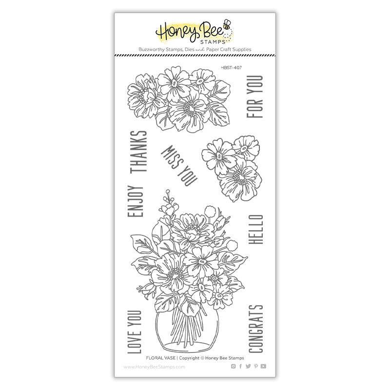 Honey Bee Stamps - Clear Stamps - Floral Vase-ScrapbookPal