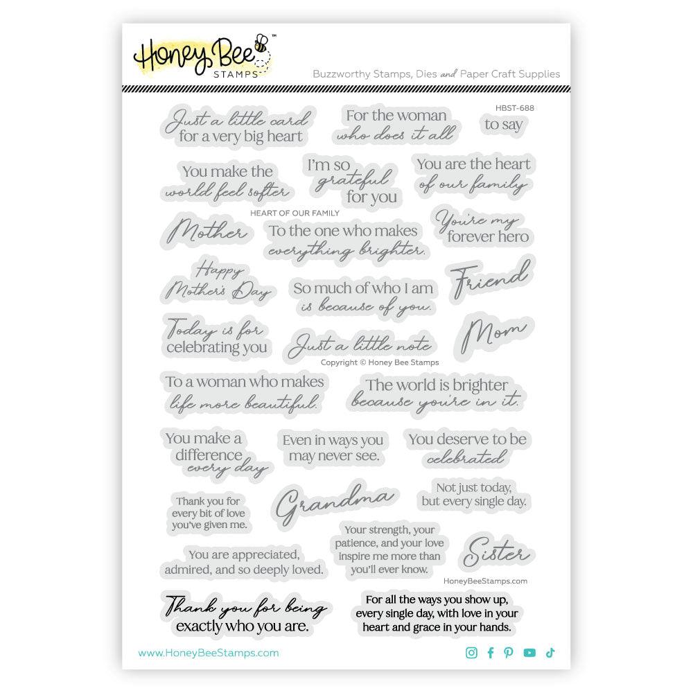 Honey Bee Stamps - Clear Stamps - Heart Of Our Family-ScrapbookPal