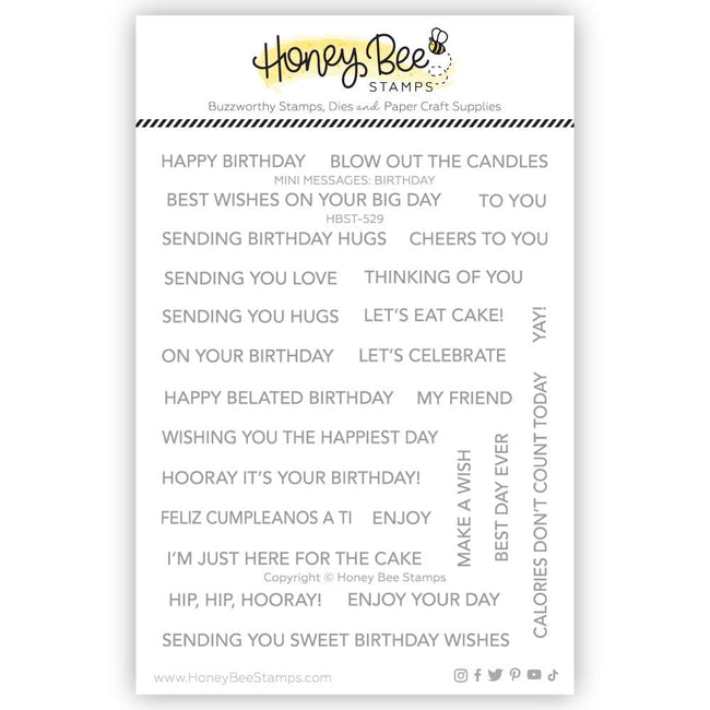 Honey Bee Stamps - Clear Stamps - Mini Messages: Birthday-ScrapbookPal