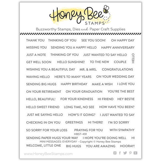 Honey Bee Stamps - Clear Stamps - Mini Messages-ScrapbookPal