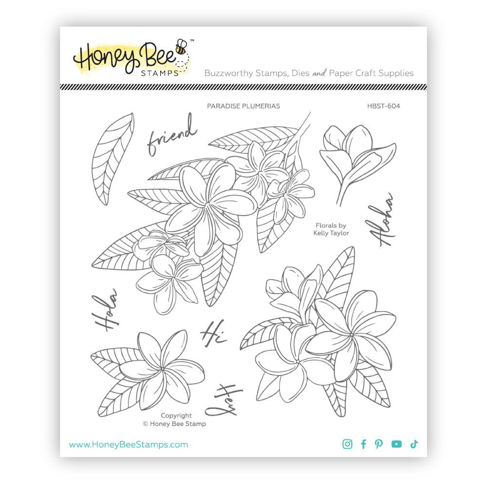 Honey Bee Stamps - Clear Stamps - Paradise Plumerias-ScrapbookPal