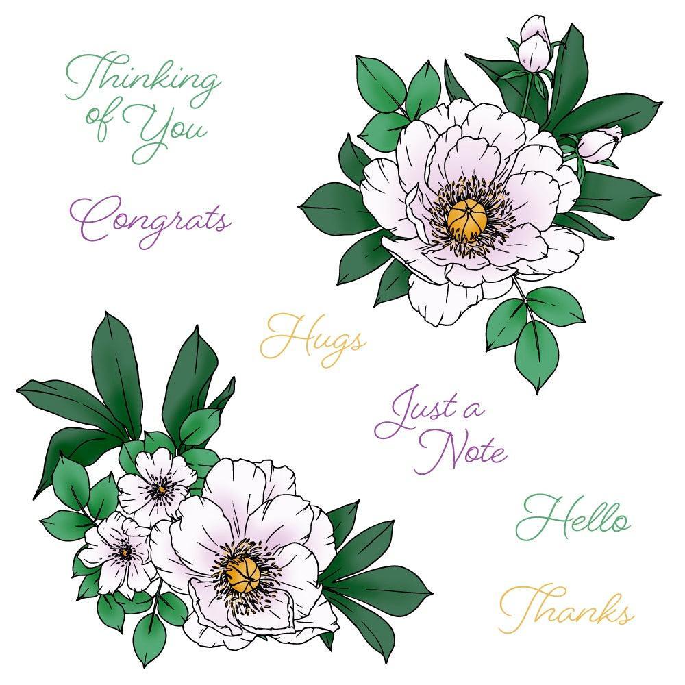 Honey Bee Stamps - Clear Stamps - Perfect Peonies-ScrapbookPal