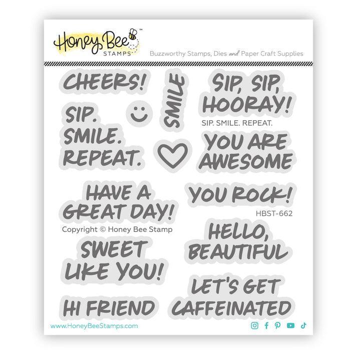 Honey Bee Stamps - Clear Stamps - Sip. Smile. Repeat.-ScrapbookPal