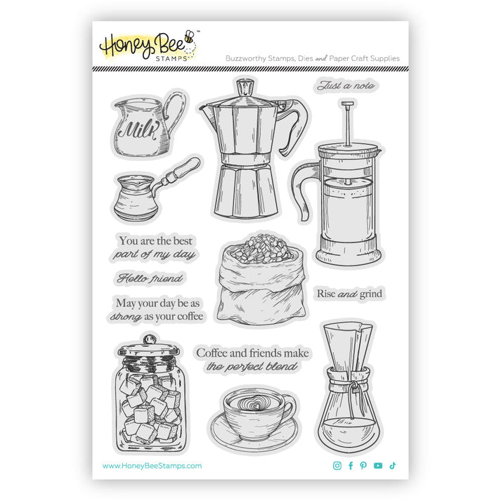 Honey Bee Stamps - Cling Stamps - Rise and Grind-ScrapbookPal