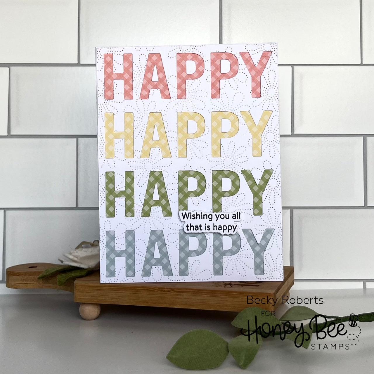 Honey Bee Stamps - Honey Cuts - Happy Happy Happy A2 Cover Plate-ScrapbookPal