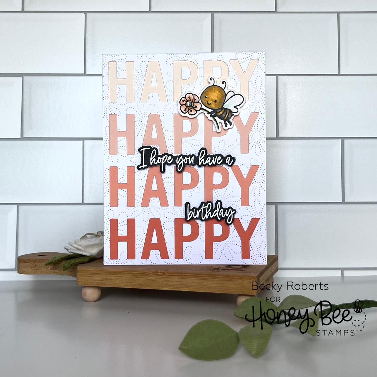 Honey Bee Stamps - Honey Cuts - Happy Happy Happy A2 Cover Plate-ScrapbookPal