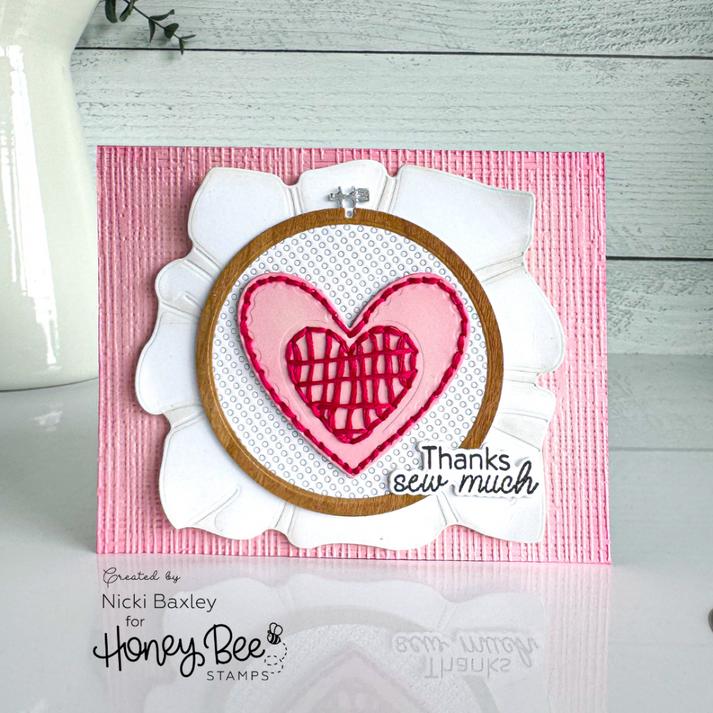Honey Bee Stamps - Honey Cuts - In Stitches: Heart-ScrapbookPal