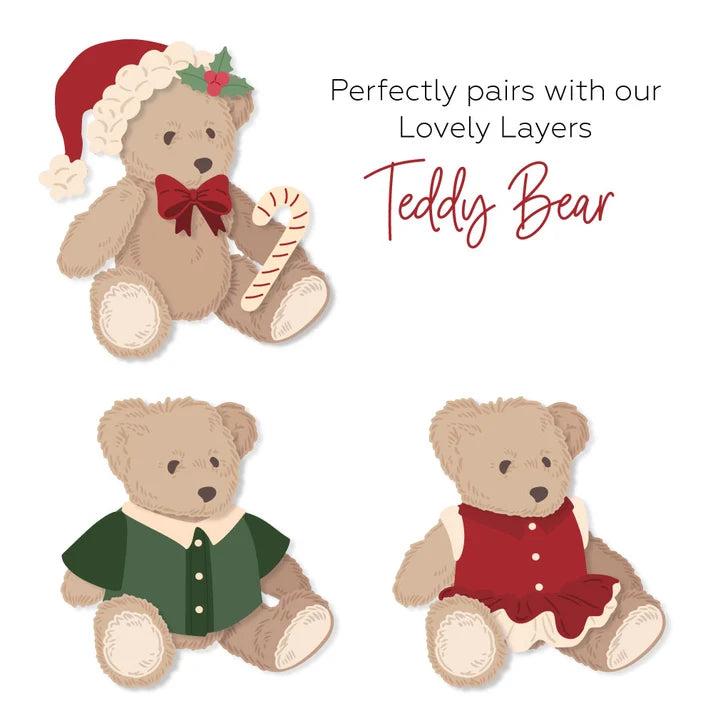 Honey Bee Stamps - Lovely Layers: Teddy Bear Holiday Add-On - Honey Cuts Stand-Alone Dies-ScrapbookPal