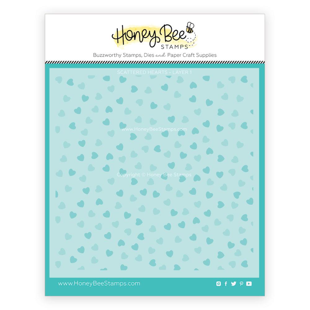 Honey Bee Stamps - Stencils - Scattered Hearts-ScrapbookPal