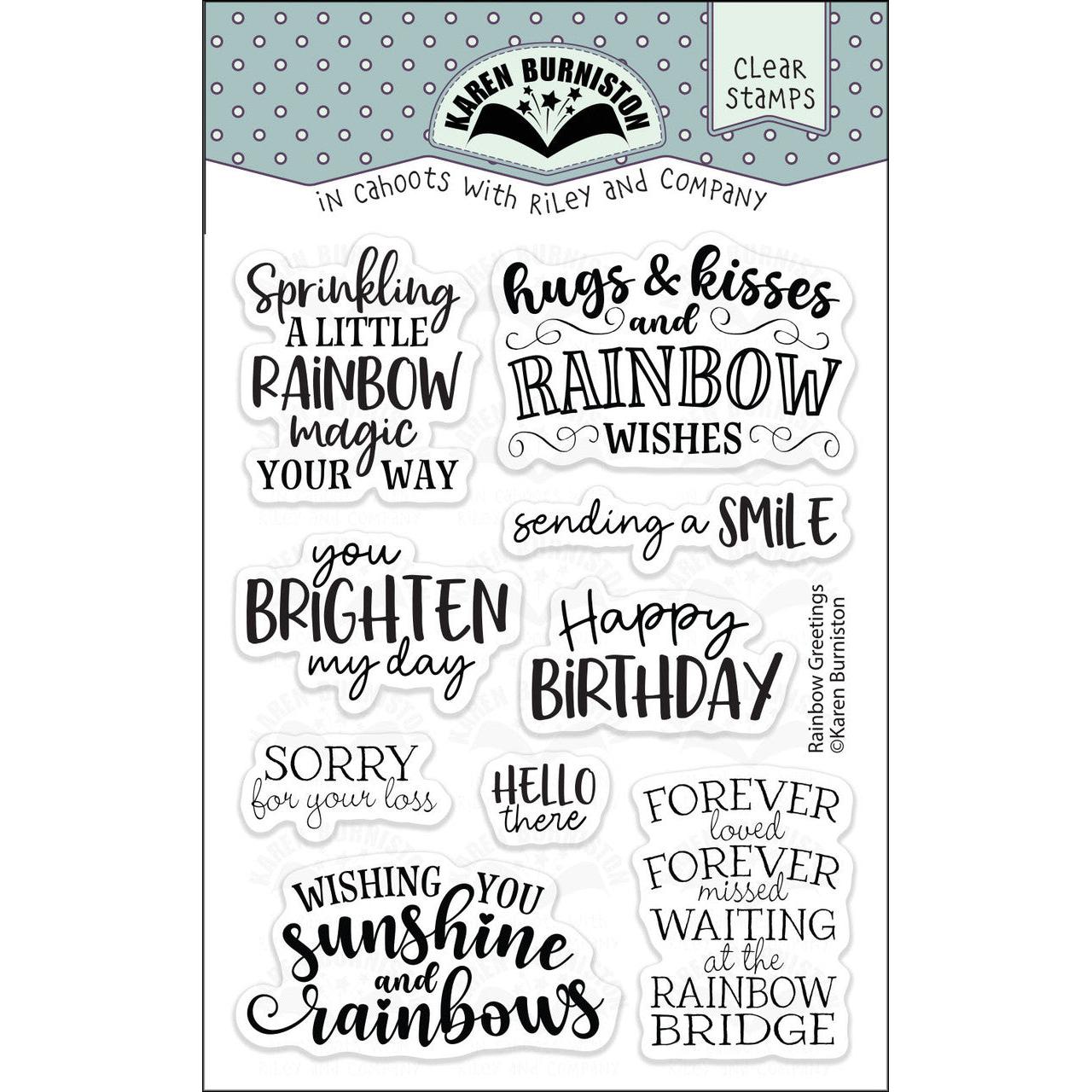 Karen Burniston - Clear Stamps - Rainbow Greetings-ScrapbookPal